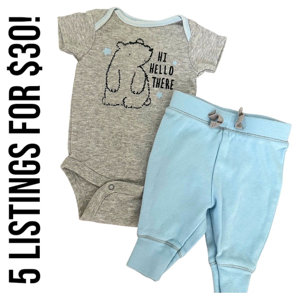 Gerber & cat and Jack 0-3 Month Baby Boy matching outfit set